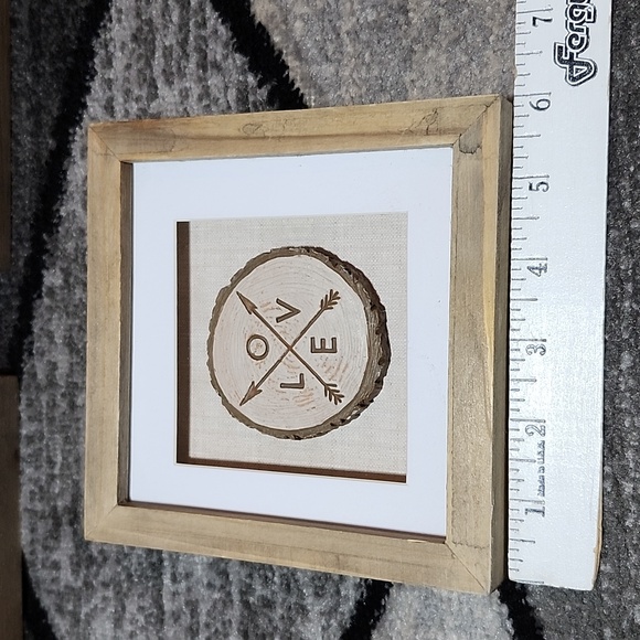 MINI ENGRAVED WOOD TREE SLICE SHADOW BOX 3 PC FRAME HOME WALL ART - Picture 6 of 10